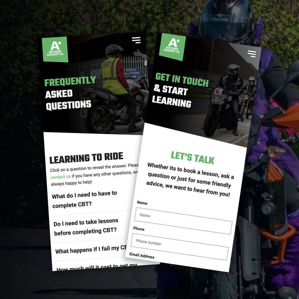 A Plus Motoring Academy website design by Element Seven responsive, modern